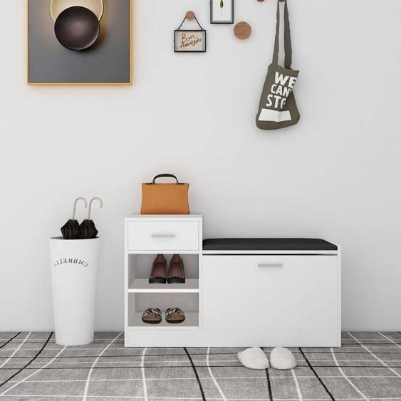 BEAU Banc à chaussures - Meuble dentrée Rangement Blanc 94,5x31x57 cm - bois dingénierie mode515950