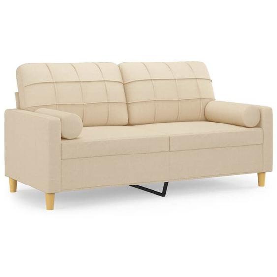 BEAU Canapé 2 places avec oreillers décoratifs crème 140 cm tissu SS0000234809