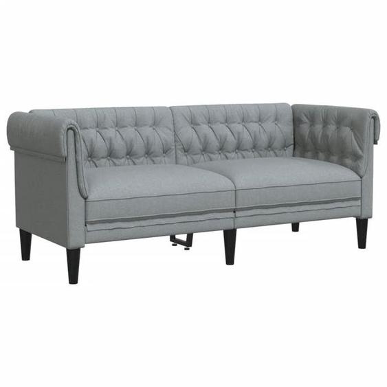 BEAU Canapé Chesterfield 2 places gris clair tissu SS0000271111