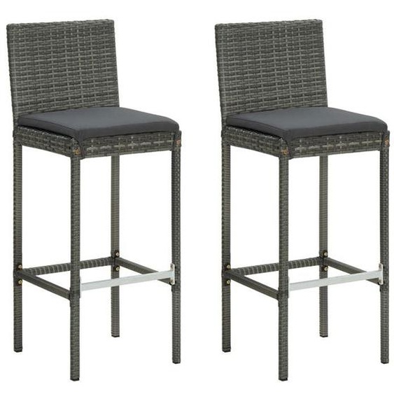 BEAU Chaise de cuisine et dextérieur - Tabourets de bar de jardin et coussins lot de 2 résine tressée,40x44x108 cm mode482101