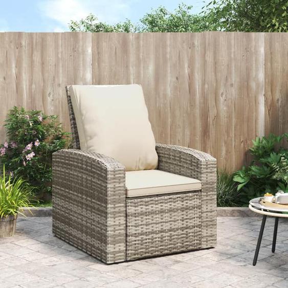BEAU Chaise Fauteuil dextérieur - Fauteuil inclinable de jardin avec coussins marron clair - rotin,74x80,5x93 cm mode134242