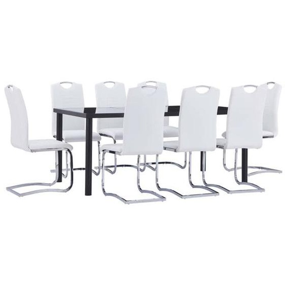 BEAU Ensemble Table et chaises pour Salle à Manger 9 pcs Similicuir Blanc mode537882