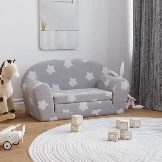 BEAU Fauteuil Bébé Enfant/Canapé-lit enfant 2 places - Gris clair - étoiles peluche douce,84 x 90 x 45cm mode926250