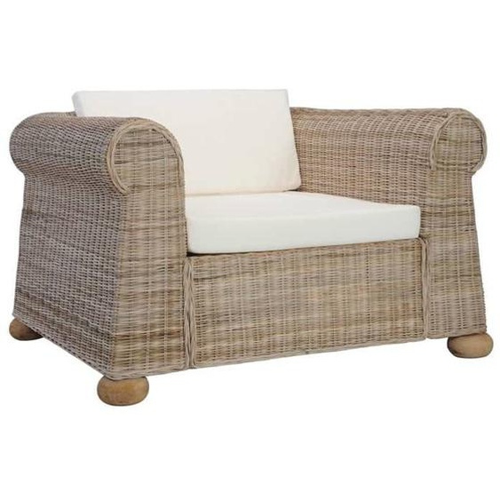 BEAU Fauteuil chaise siege lounge - Fauteuil avec coussins Rotin naturel100x78x67 cm mode519359