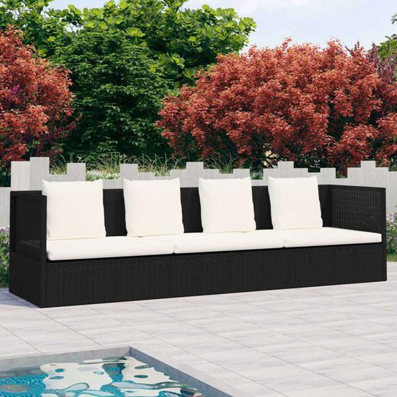 BEAU Lit de jardin avec coussin et oreillers - chaise dextérieur détente - Résine tressée Noir200x60x58 cm mode979287