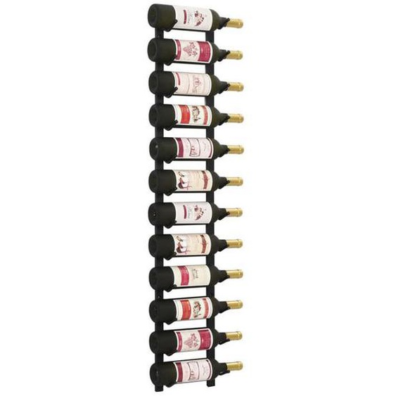 BEAU Meuble à vin - Casier à bouteilles mural - HDF - pour 12 bouteilles Noir Fer mode543835