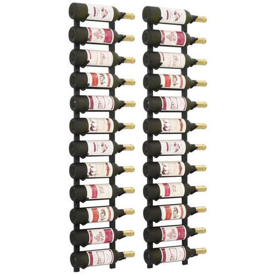 BEAU Meuble à vin - Casiers à bouteilles mural - HDF - pour 12 bouteilles 2 pcs noir fer mode816985
