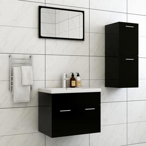 BEAU Meuble Toilette - Commode Placard - Ensemble de meubles de salle de bain - Noir - bois dingénierie mode859979