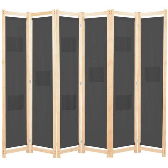 BEAU Paravent intérieur/entrée - Cloison de séparation 6 panneaux - Gris 240 x 170 x 4 cm Tissu mode702358