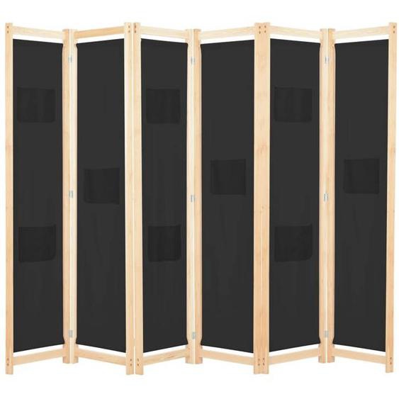 BEAU Paravent intérieur/entrée - Cloison de séparation 6 panneaux - Noir 240 x 170 x 4 cm Tissu mode227613
