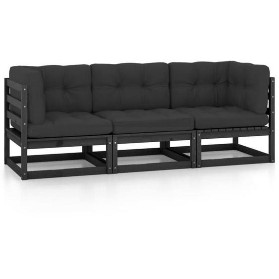BEAU Sofa de balcon - Canapé 3 places de jardin - avec coussins - Bois de pin massif70x70x67 cm mode891479
