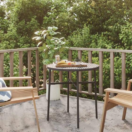 BEAU Table à manger dextérieur - Table à thé Noir 45 cm - résine tressée mode515258