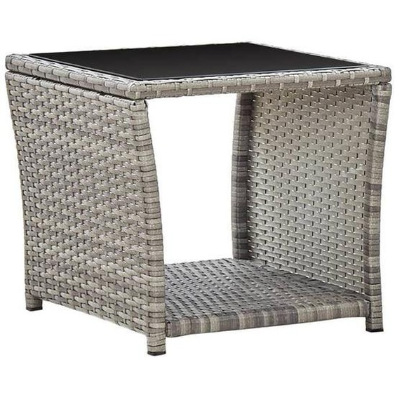 BEAU Table à manger dextérieur - Table basse - Gris 45x45x40 cm - résine tressée et verre mode465558