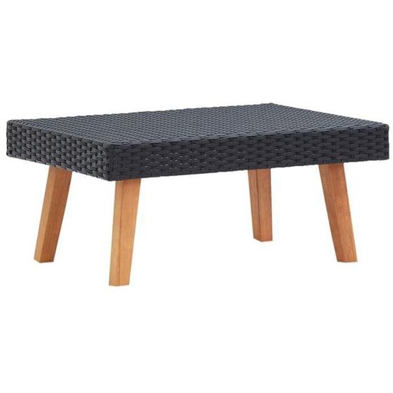 BEAU Table basse de jardin - table à manger dextérieur Résine tressée Noir mode278853