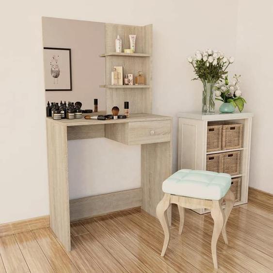 BEAU Table de chambre - Coiffeuse Bois d’ingénierie 75x40x141 cm Chêne mode841796
