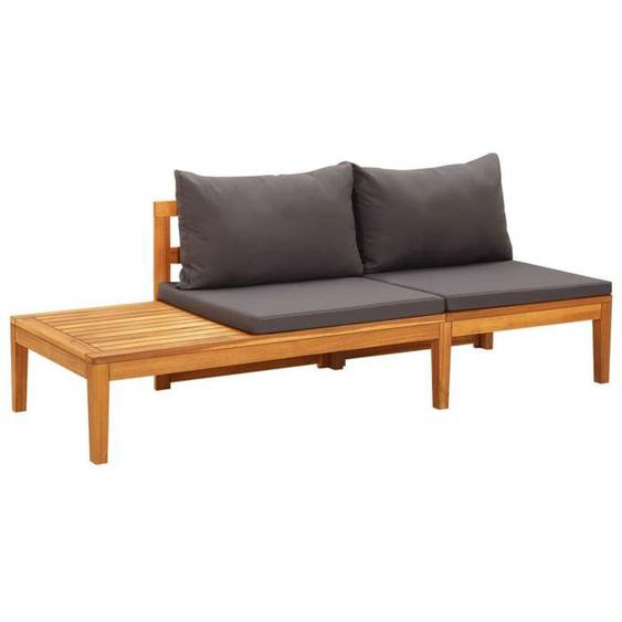 BEAU Table repas extérieur - Banc de jardin - avec table avec coussins - Gris foncé - Teck solide mode294545