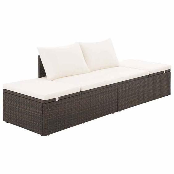 BEAU Transat pour 2 personnes - Lit de jardin Marron 195x60 cm - résine tressée mode160022