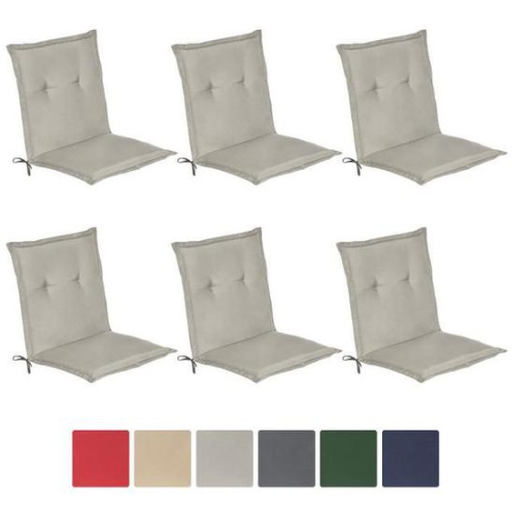Beautissu Coussin dossier bas Loft NL Set de 6 100x50x6cm Gris Clair - Coussin chaise bas - Coussin exterieur jardin