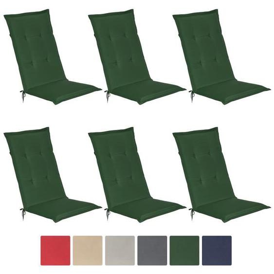 Beautissu Coussin dossier haut Loft HL Set de 6 120x50x6cm Vert foncé - Coussin chaise dossier haut - Coussin exterieur jardin