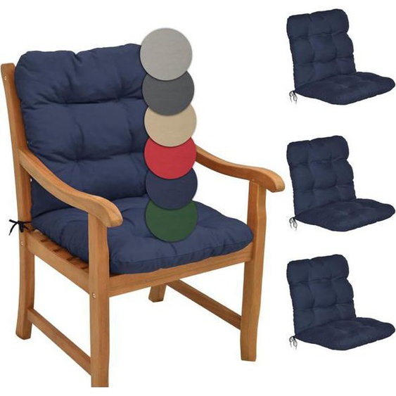 Beautissu Coussin Exterieur Jardin Flair NL - Set 4 Coussins Chaise Jardin 100x50x8cm Bleu Foncé