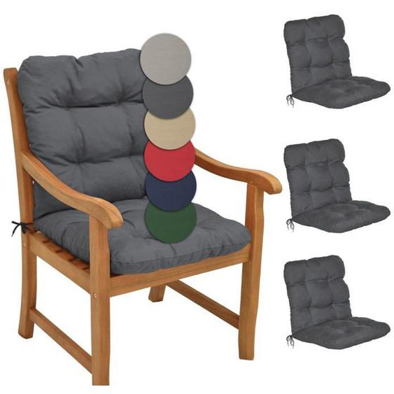 Beautissu Coussin Exterieur Jardin Flair NL - Set 4 Coussins Chaise Jardin 100x50x8cm Gris Graphite
