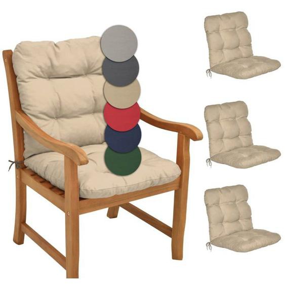 Beautissu Coussin Exterieur Jardin Flair NL - Set 4 Coussins Chaise Jardin 100x50x8cm Nature