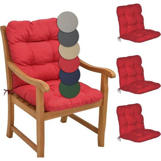 Beautissu Coussin Exterieur Jardin Flair NL - Set 4 Coussins Chaise Jardin 100x50x8cm Rouge