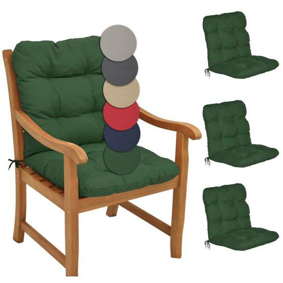 Beautissu Coussin Exterieur Jardin Flair NL - Set 4 Coussins Chaise Jardin 100x50x8cm Vert Foncé
