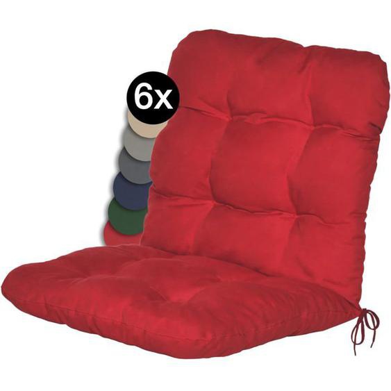 Beautissu Coussin Exterieur Jardin Flair NL – Set de 6 Coussins Chaise Jardin pour Chaise - 100x50x8cm – Rouge