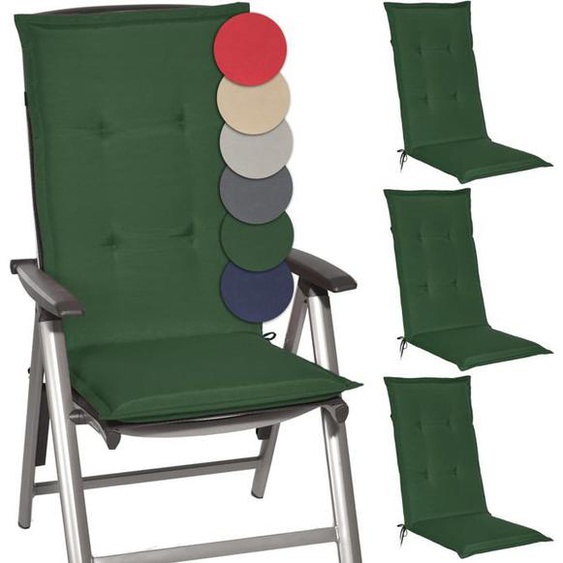 Beautissu Coussins Chaises Jardin Loft HL - Vert foncé - Set de 4-120x50x6cm – Haut Dossier – Extérieur