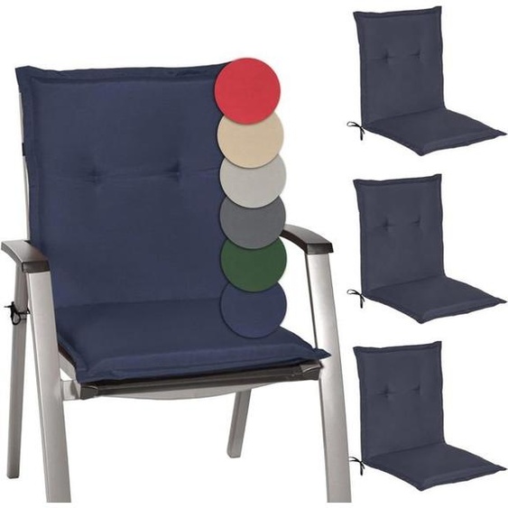Beautissu Coussins Chaises Jardin Loft NL - Bleu foncé - Set de 4-100x50x6cm – Dossier Bas – Extérieur
