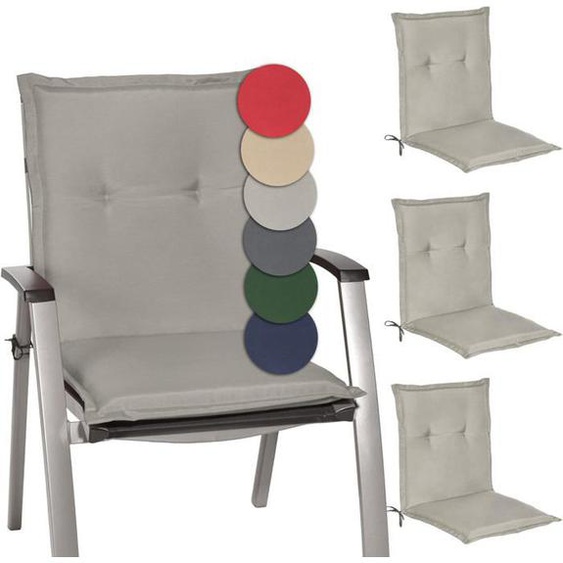 Beautissu Coussins Chaises Jardin Loft NL – Gris Claire - Set de 4-100x50x6cm – Dossier Bas – Extérieur