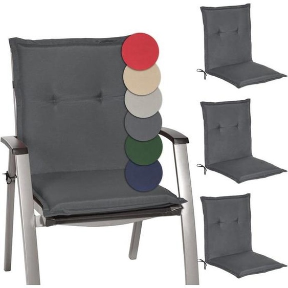 Beautissu Coussins Chaises Jardin Loft NL – Gris Graphite - Set de 4-100x50x6cm – Dossier Bas – Extérieur