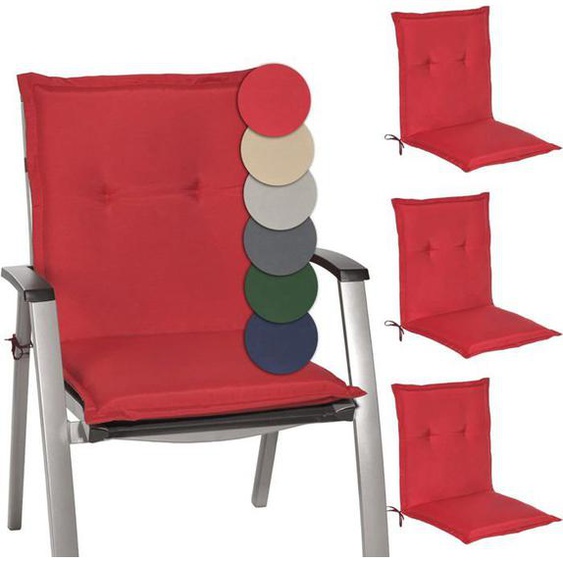 Beautissu Coussins Chaises Jardin Loft NL – Rouge - Set de 4-100x50x6cm – Dossier Bas – Extérieur