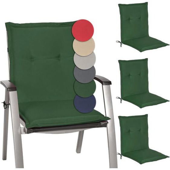 Beautissu Coussins Chaises Jardin Loft NL - Vert foncé - Set de 4-100x50x6cm – Dossier Bas – Extérieur