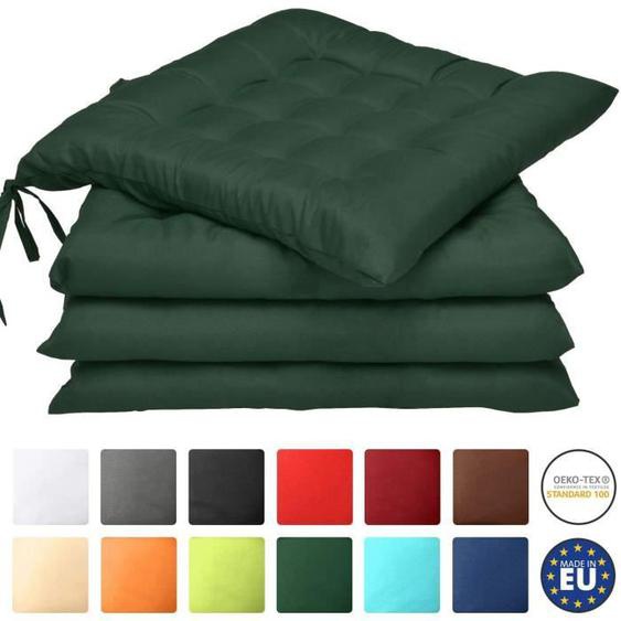 Beautissu Lot de 4 galettes de Chaise Lea - Confortable et coloré - Idéal pour intérieur et extérieur - 40x40x5 - Vert foncé