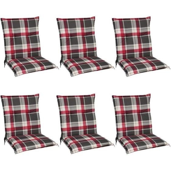 Beautissu Matelas Coussin pour chaise fauteuil de jardin terrasse Sunny RK Bordeaux - Set de 6 - 100x50x6cm