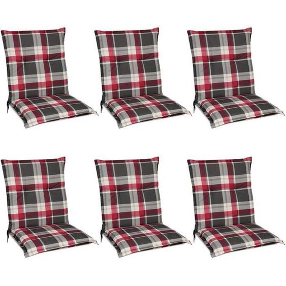 Beautissu Matelas Coussin pour chaise fauteuil de jardin terrasse Sunny RK Bordeaux - Set de 6 - 100x50x6cm
