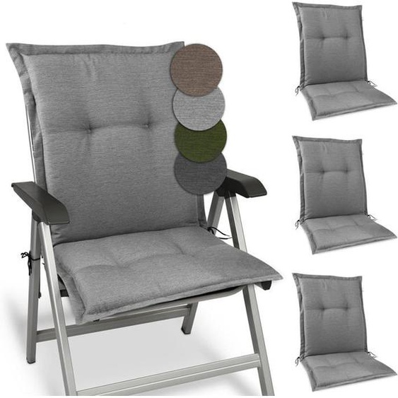 Beautissu Set de 2 Premium Coussin Dossier Bas Exterieur Jardin 100x50 HighLux HL – 4 Matelas Épaisseur 7cm – Gris Clair