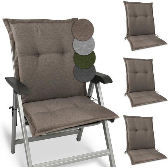 Beautissu Set de 2 Premium Coussin Dossier Bas Exterieur Jardin 100x50 HighLux HL – 4 Matelas Épaisseur 7cm – Taupe