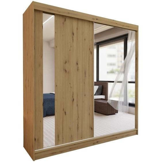 BEAUTYSOFA Armoire à portes coulissantes GAJA 200 cm - Armoire à tiroirs et miroir (Artisan)