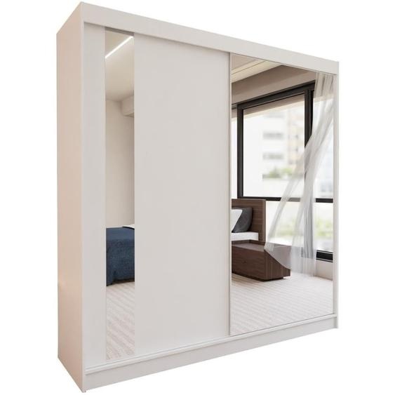 BEAUTYSOFA Armoire à portes coulissantes GAJA 200 cm - Armoire à tiroirs et miroir (blanc)