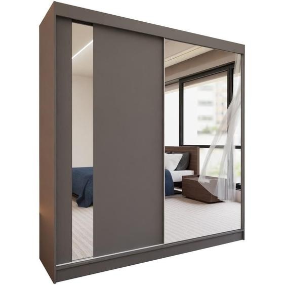 BEAUTYSOFA Armoire à portes coulissantes GAJA 200 cm - Armoire à tiroirs et miroir (graphite)