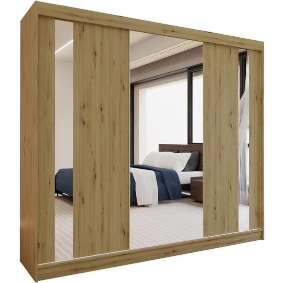 BEAUTYSOFA Armoire à portes coulissantes GAJA 240 cm - Armoire à tiroirs et miroir (Artisan)