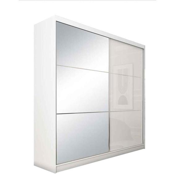 BEAUTYSOFA armoire à portes coulissantes VIVA 200 cm - armoire avec insertions de tiroirs et tringle à vêtements (blanc)