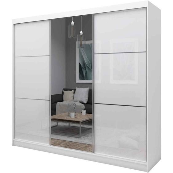 BEAUTYSOFA armoire à portes coulissantes VIVA 240 cm - armoire avec insertions de tiroirs et tringle à vêtements (blanc)