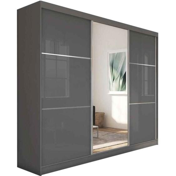 BEAUTYSOFA armoire à portes coulissantes VIVA 240 cm - armoire avec insertions de tiroirs et tringle à vêtements (graphite)
