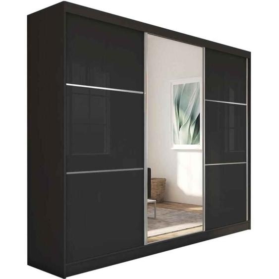 BEAUTYSOFA armoire à portes coulissantes VIVA 240 cm - armoire avec inserts et tringle à vêtements (noir)