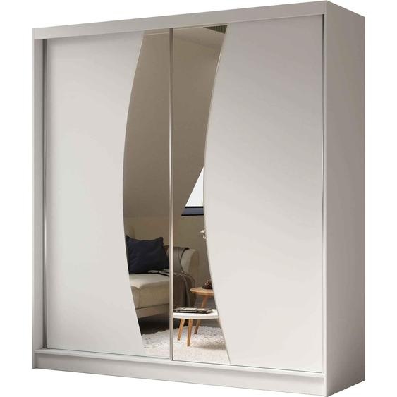 BEAUTYSOFA armoire à portes coulissantes VOX 200 cm - armoire avec tiroirs et miroir (blanc)