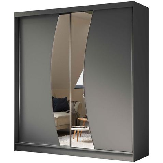 BEAUTYSOFA armoire à portes coulissantes VOX 200 cm - armoire avec tiroirs et miroir (gris)